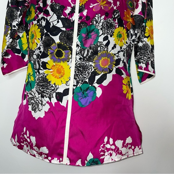 Helios & Luna Silk Floral Tunic Top Blouse Size 6 - Picture 9 of 16
